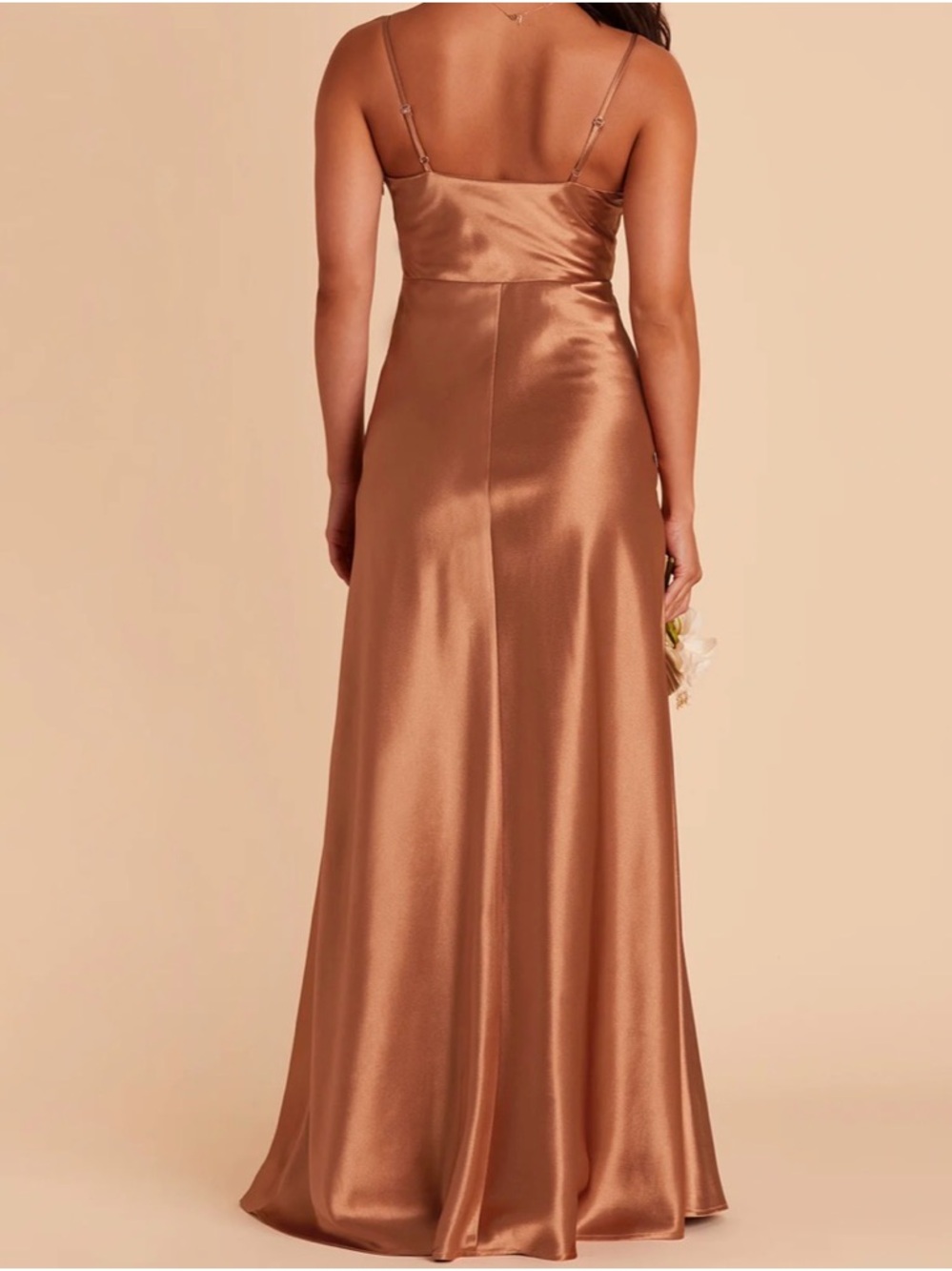 Birdy Grey Women’s Lisa Long Satin Rust Color  Sleeveless Dress Size Small - Picture 2 of 10